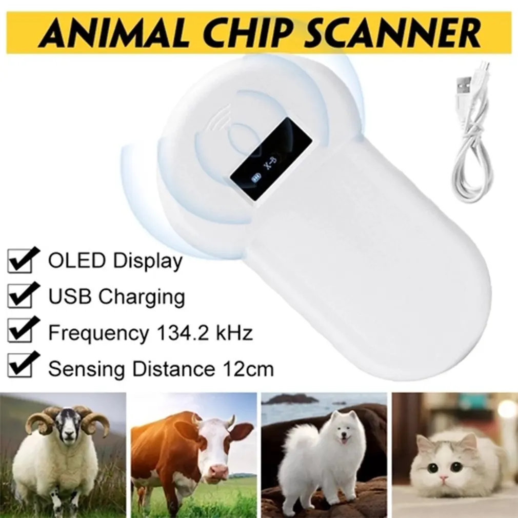 Chip lector de identificación de mascotas, transpondedor de Microchip portátil, escáner de mascotas para animales, Chip lector de identificación de mascotas para perros y gatos