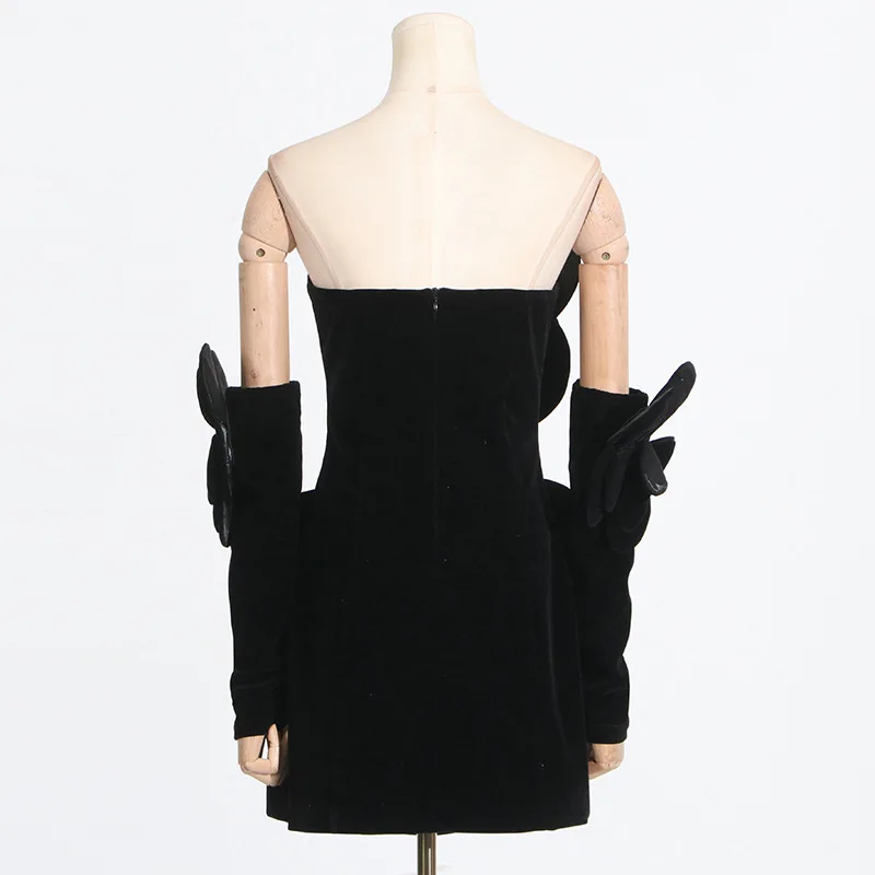 Franse stijl sexy socialite mode 2025, nieuwe retro mode strapless patchwork bloemenjurk met een high-end gevoel