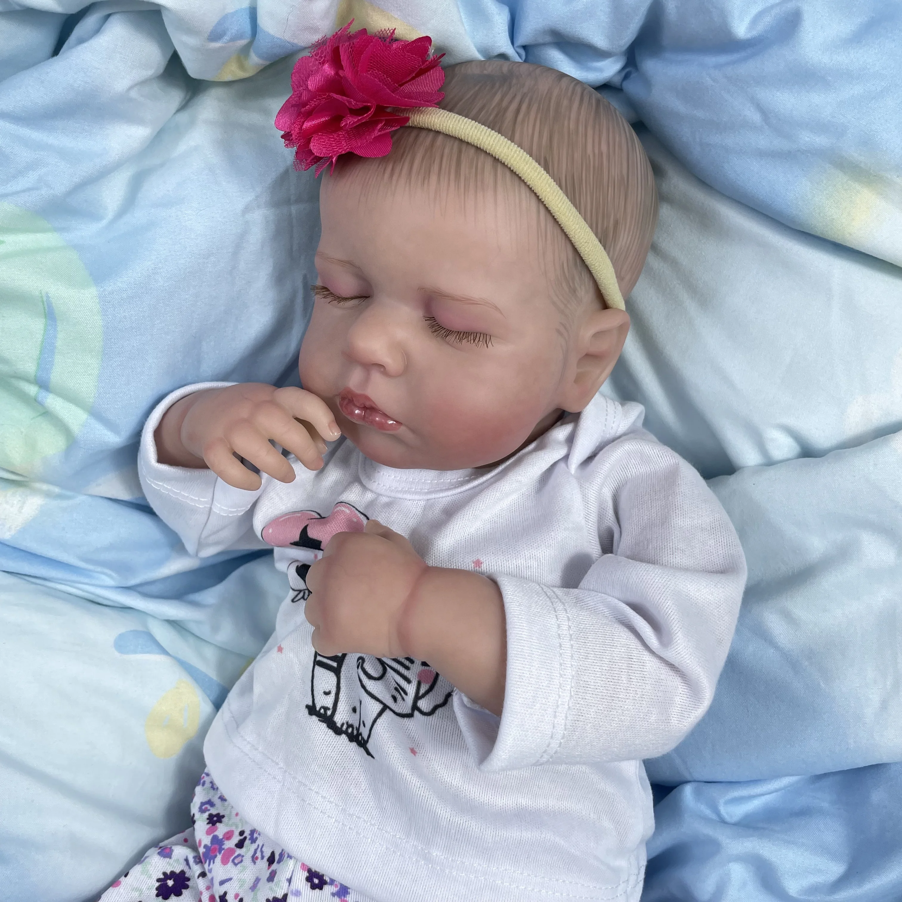 50CM Finished Reborn Baby Dolls LouLou Sleeping Girl Lifelike Silicone Vinyl Newborn 3D Skin Visible Veins DIY Toys For Girls