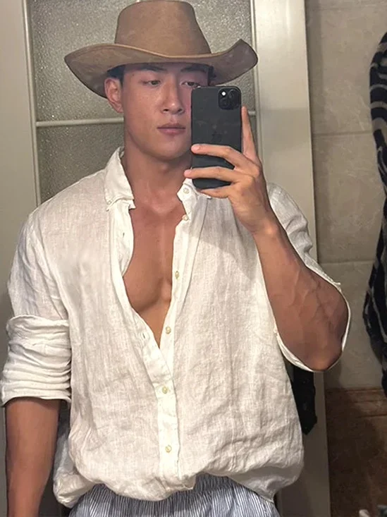 

American Sle Hard Man Cotton Linen White irt Men Thin Breathable Slim Long Sve Linen Crease Casual Workwear irt