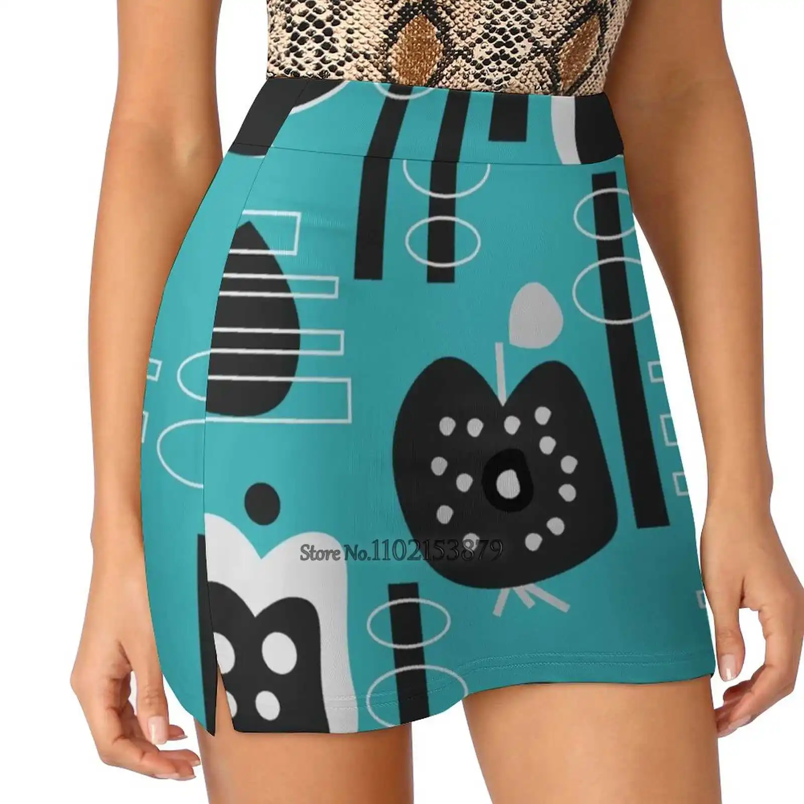 

Fruity Mid - Century Decor Summer Women's shorts Skirt 2 In 1 Fitness Yoga Skirt Tennis Skirts Mid Century Fruits Fruity Fresh