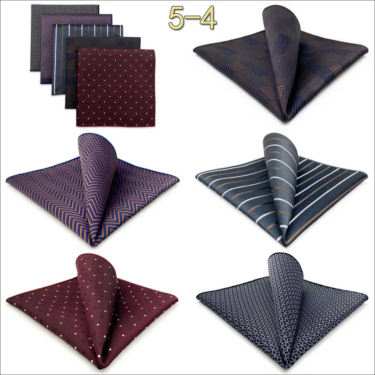 5-teiliges Herren-Einstecktuch-Set, verschiedene Einstecktücher, mehrere Stile, Paisley- und Blumenmuster, Anzug, groß, 32 cm, Business-Accessoires – Detail 3