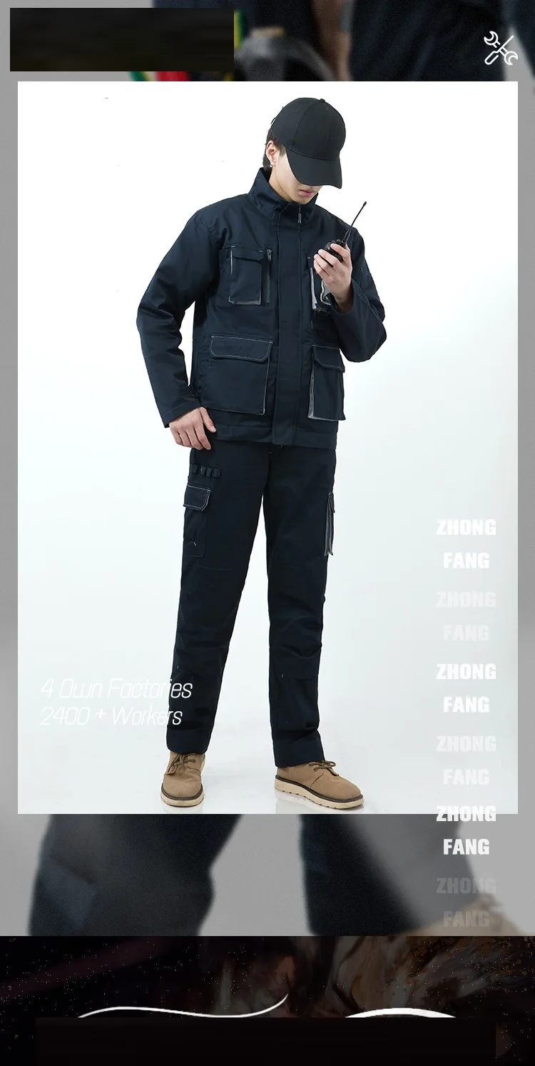 作業服男性用溶接スーツマルチポケット作業ベスト工場機械修理工ワークショップ耐久性のある制服作業つなぎ服