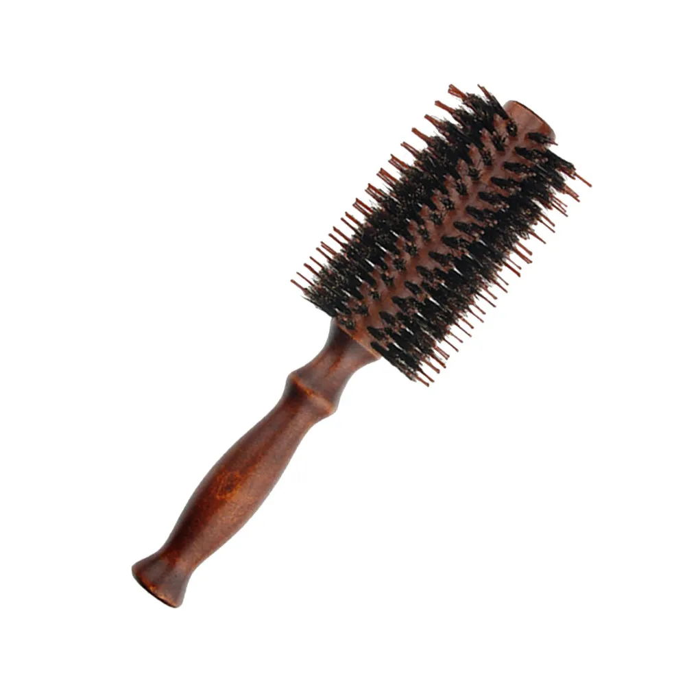 

2Pcs Curly Hair Comb Anti-static Round Brush Ergonomic Handle Natural Wood Bristle Combs Smooth Shining Hair Salon Home Use