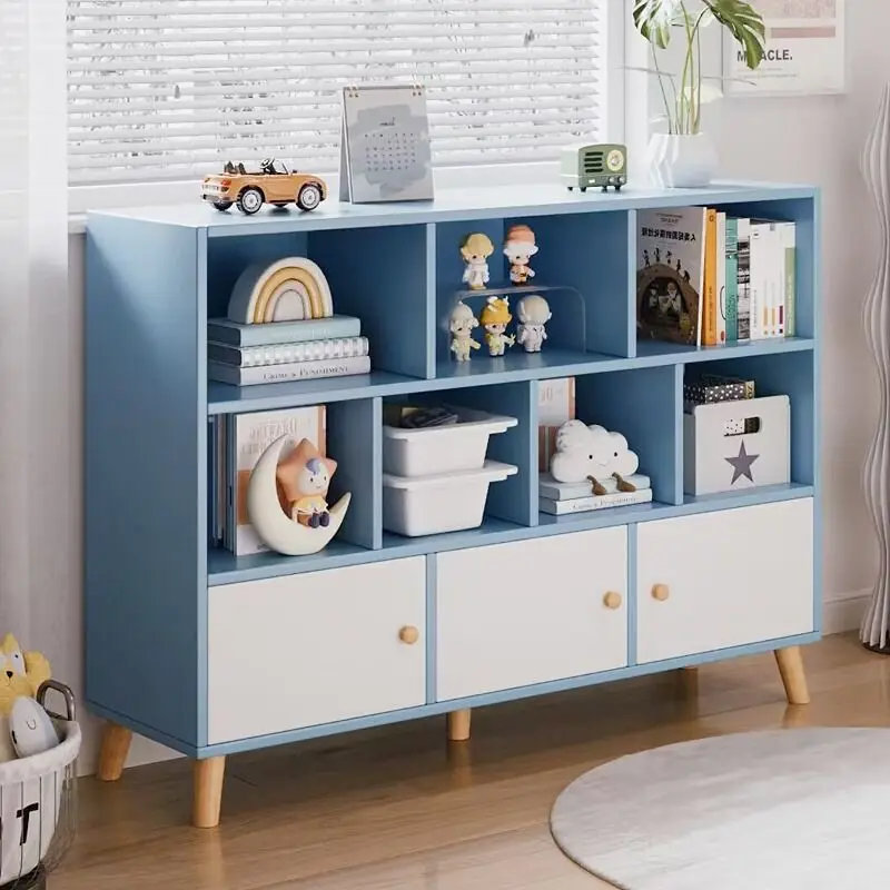Bookshelf Shelf Floor-to-ceiling Household Children's Wooden Household Bookcase Simple Study Storage Rack Living Room Lattice Ca