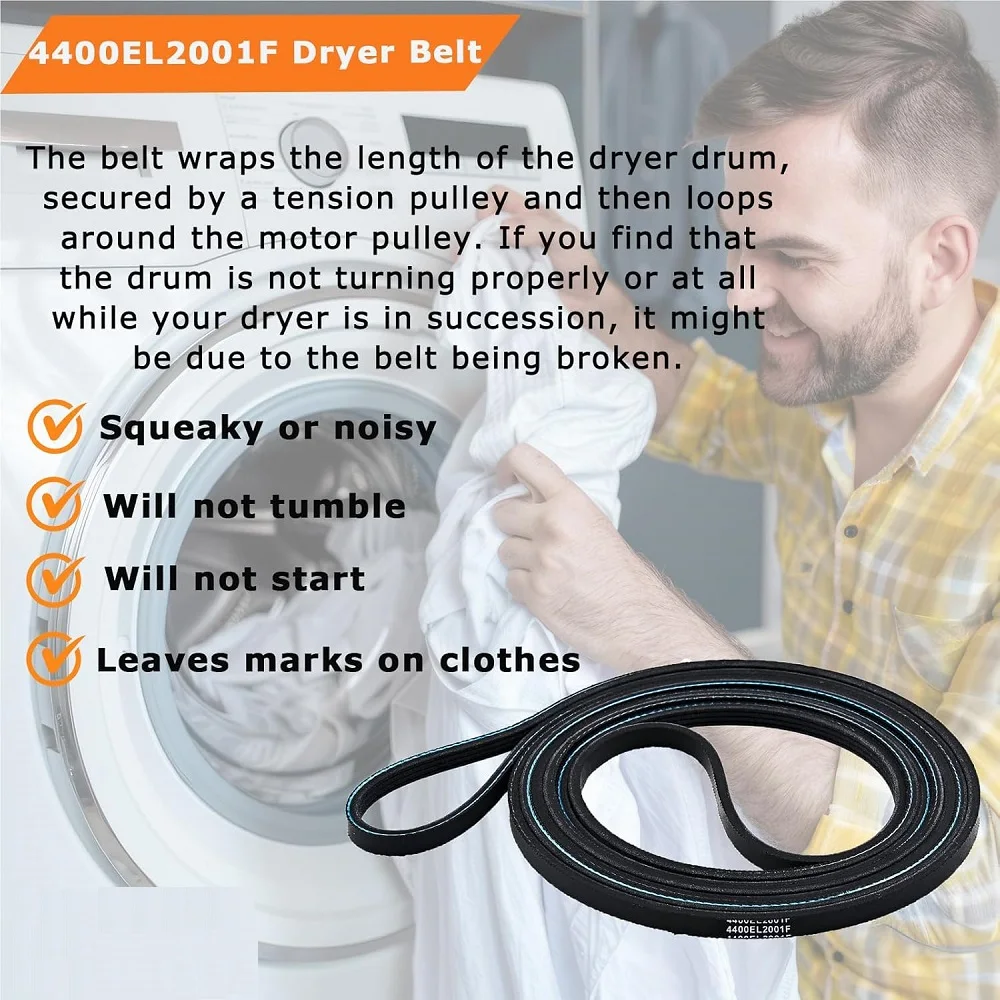 حزام طبلة مجفف 4400EL2001A متوافق مع مجفف Kenmore GE LG 4400EL2001C 4400EL2001E 4400EL2001F AP5972814 PS11705916