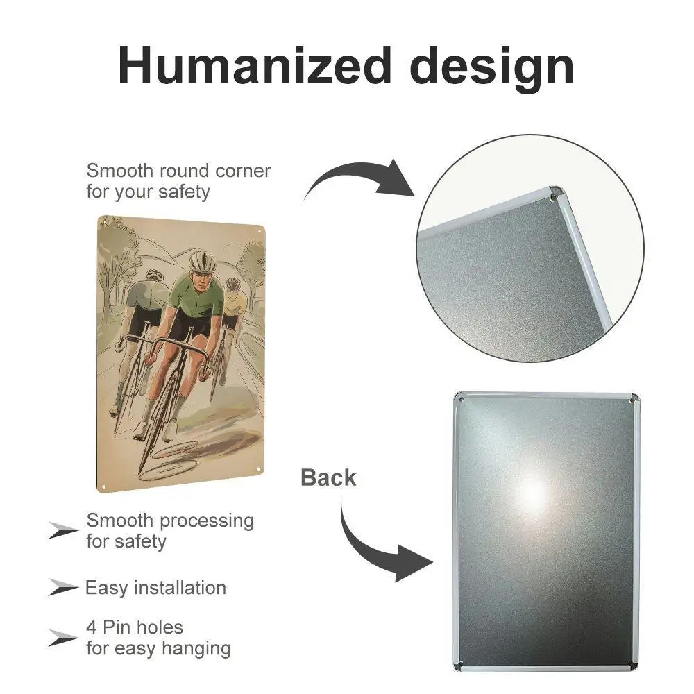 ヴィンテージ サイクリスト ブリキ塗装メタル ウォール アート 8 x 12 インチ ホームバーやレストランの装飾に最適