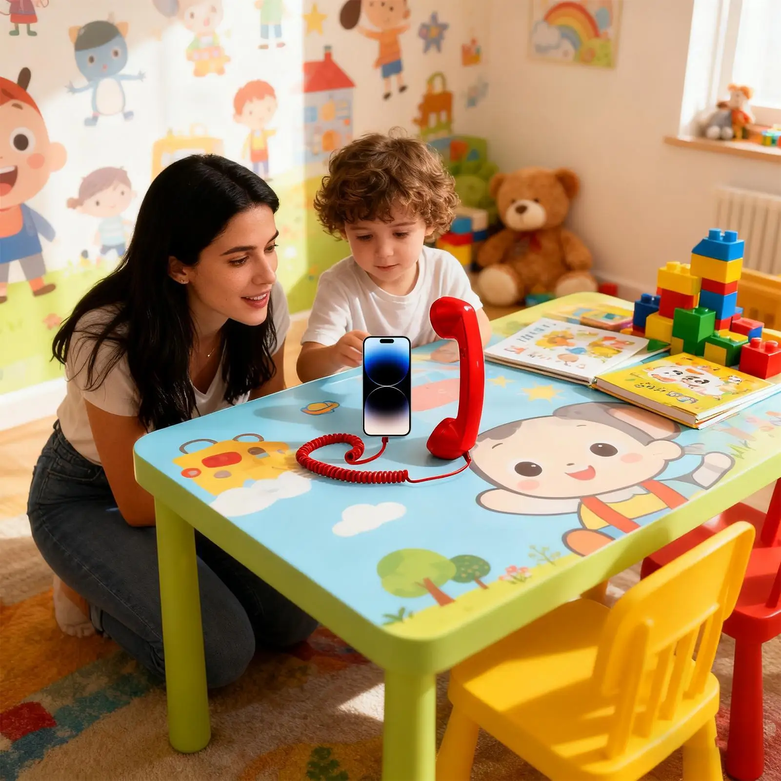 Type-C Retro Phone Adapter Landline Converter with Microphone Handset Classic Home Office Travel Desk Telephone Accessory Gift