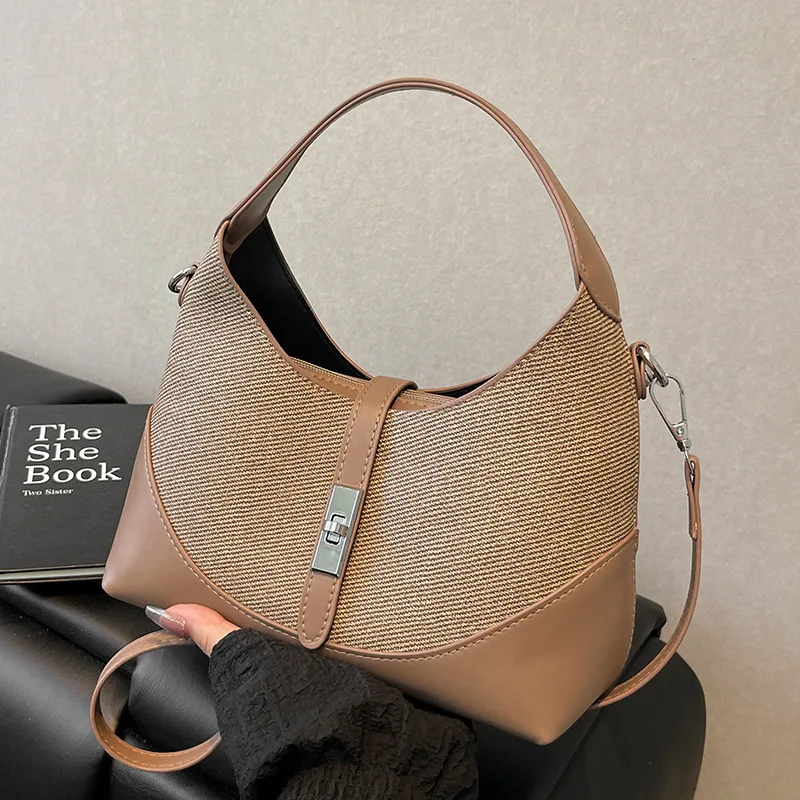 

Лето 2023, новая женская большая сумка с цветными блоками, нишевая сумка через плечо в стиле ретро, модная ручная сумка под мышками ​