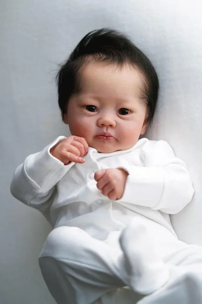 19inch Lali Cloth Soft Body Newborn Reborn Baby Doll Lifelike Soft Touch Cuddly Baby Multiple Layers Painting 3D Skin Girls Gift