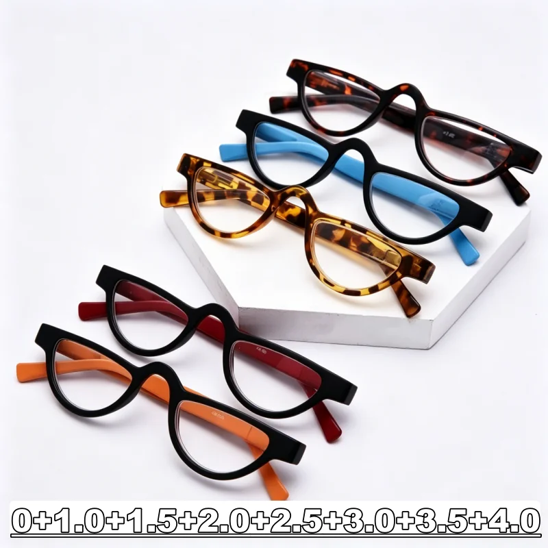 

Half-Frame Cat-Eye Presbyopia Glasses for Women HD Comfort Reading Glasses Unisex Hyperopia Magnifying Eyewear Strength 0~+4.0