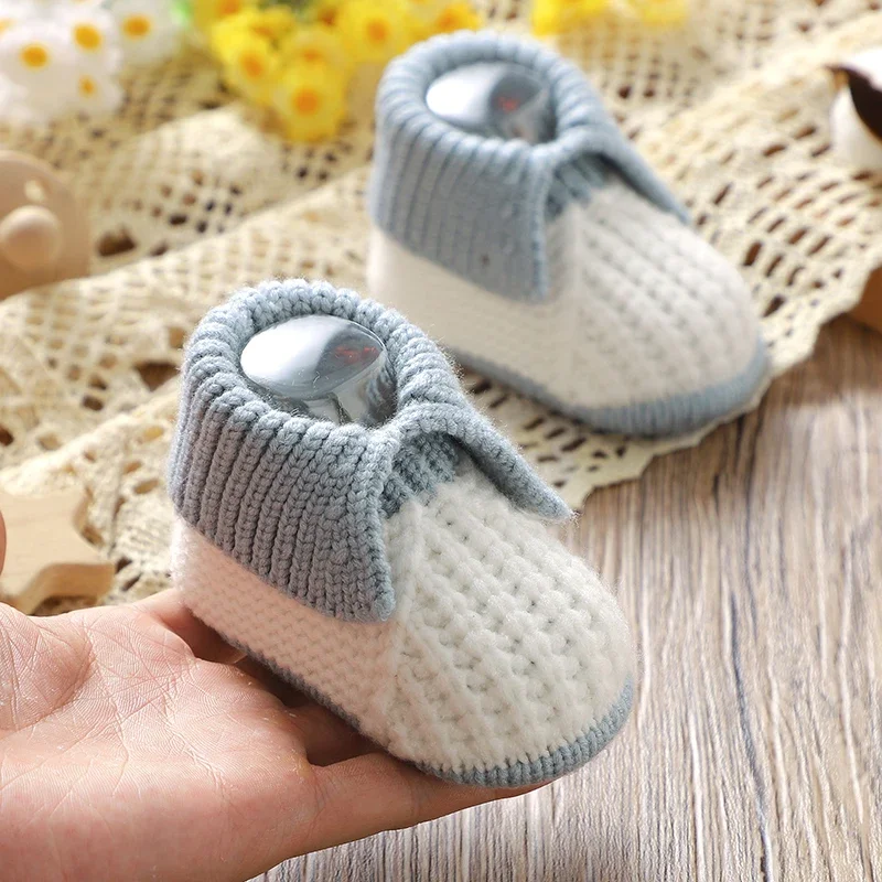 pasgeboren babyschoenen gebreide jongens meisje schoenen mode schattig effen 0-18m peuter kleding accessoires baby eerste bed laarzen patchwork