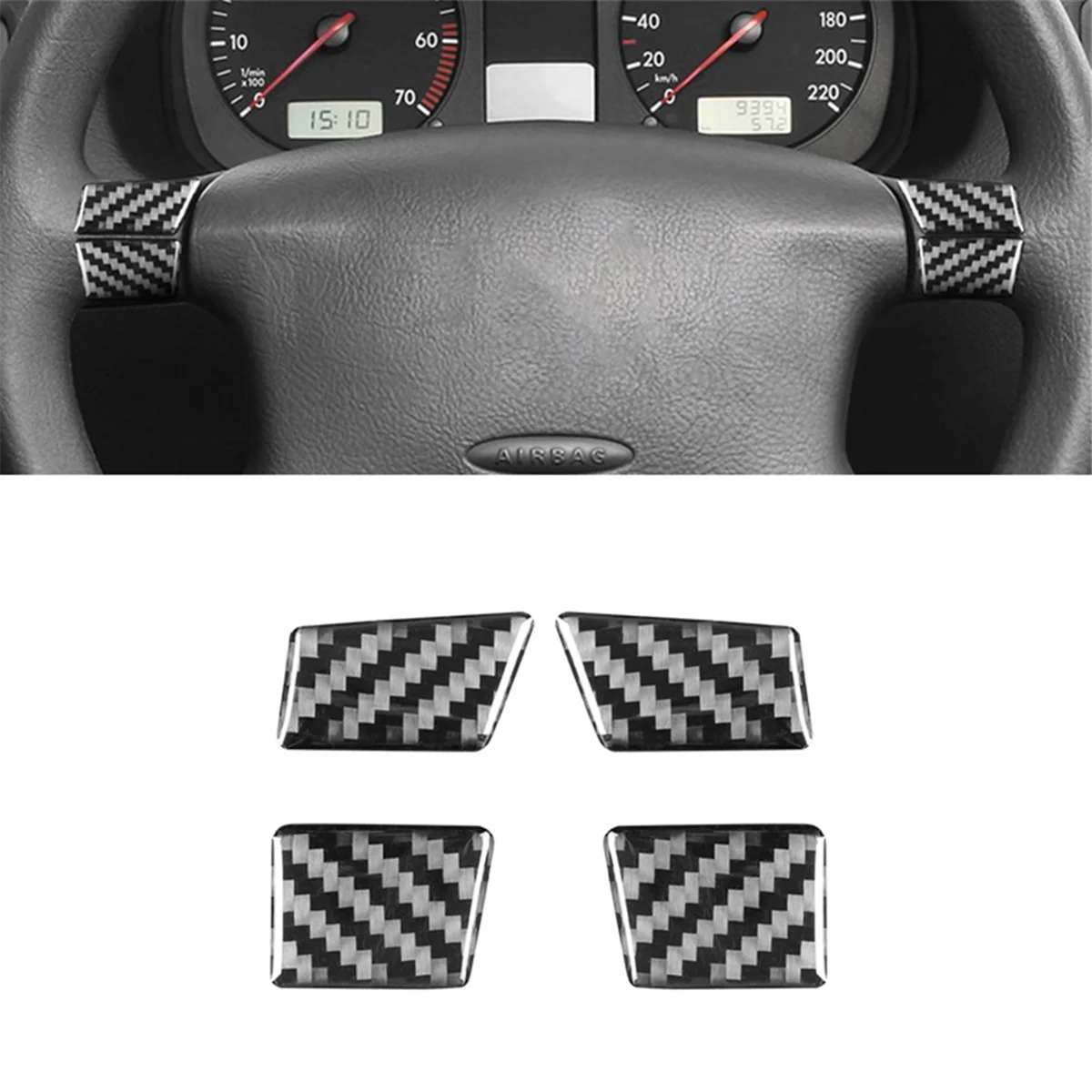 For Golf 4 MK4 1999-2004 Soft Carbon Fiber Car Steering Wheel Cover Trim Decorate Sticker