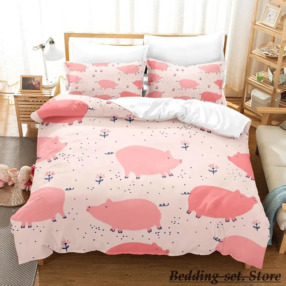 

Funny Pig Bedding Set Single Twin Full Queen King Size Bed Set Aldult Kid Bedroom Duvetcover Sets Anime parure de lit Bed