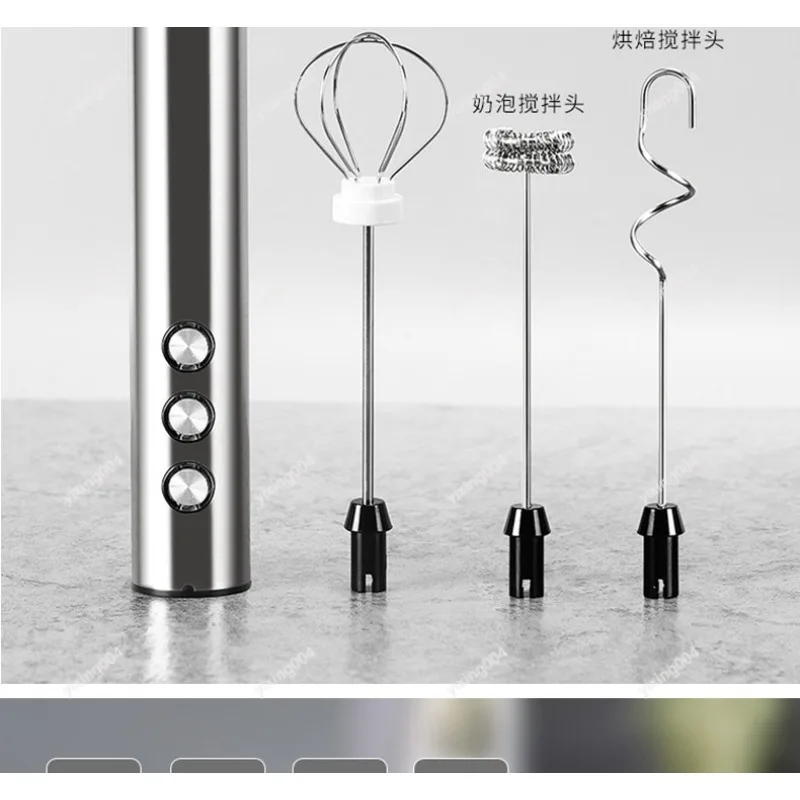 3 in 1 Electric Milk Frother 3 Speeds Handheld Mixer Stainless Steel Whisk