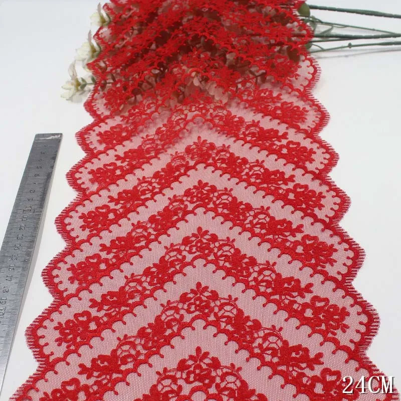 

30 ярдов красная кружевная бейка с вышивкой, кружевная ткань, сетка, кружевная лента, тюль, гипюровый шнур, кружевное шитье, ткань для куклы «сделай сам»