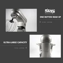 Electric Mixer, 10L Large Capacity Stainless Steel Bowl, 8-speed + P Shift Switch, with Ball Hook, Stirring Hook, Egg Beater