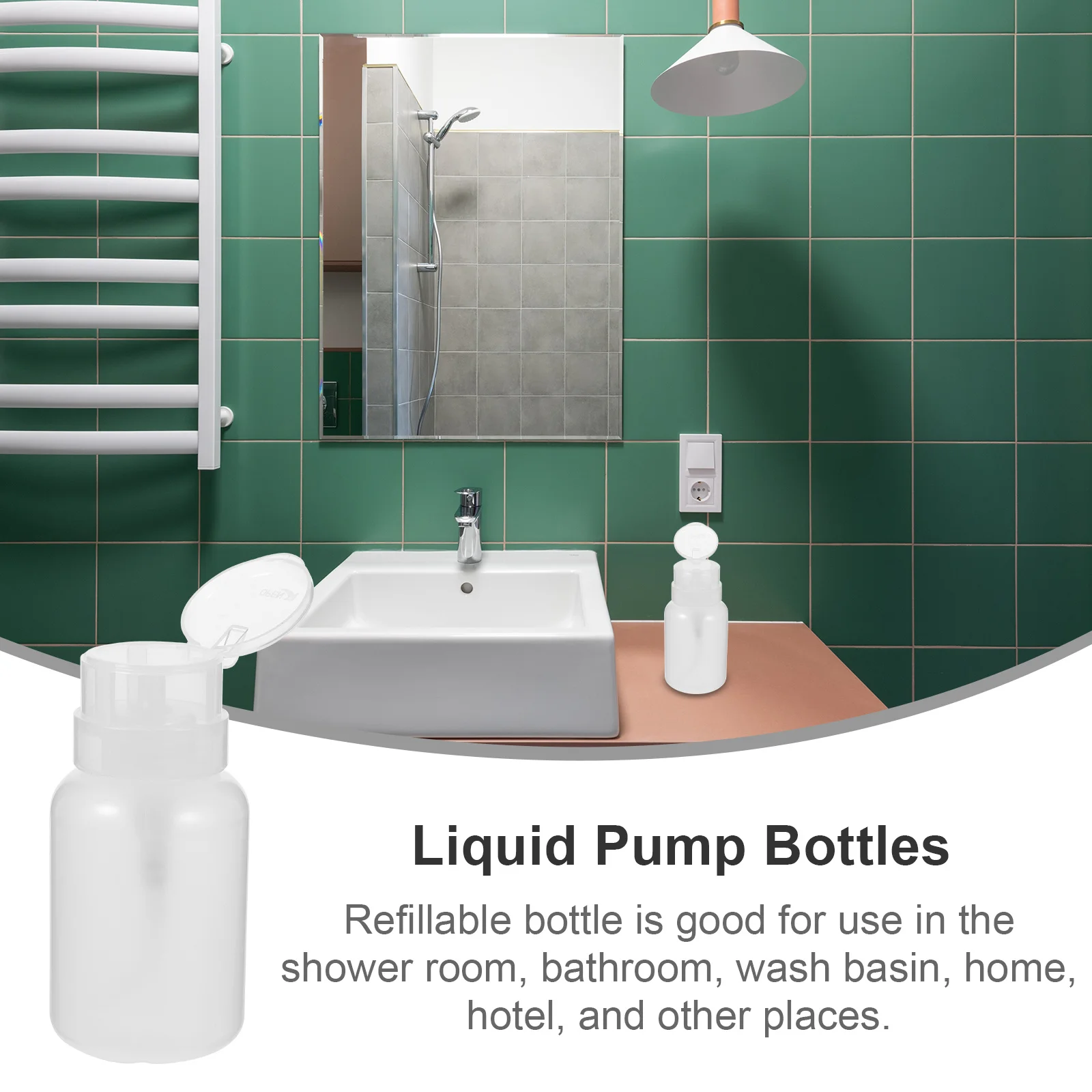 4 個プレスタイプ液体ポンプボトル 250 ミリリットル詰め替えディスペンサー化粧落としシャワー浴室ボトルポンプボトル