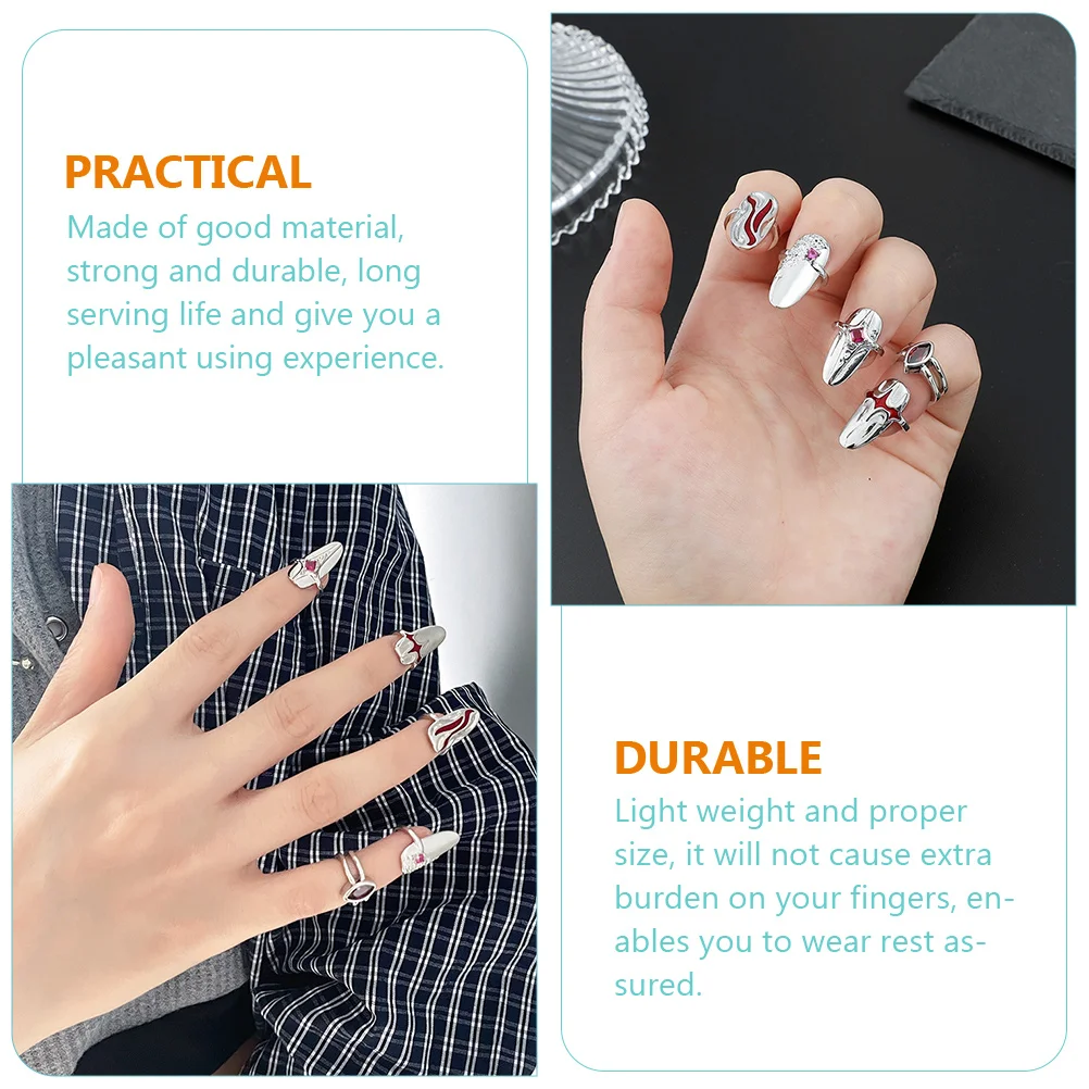 1 Set Zinklegering Nagelring Vingernagels Ring Nageltip Ring Mode Vinger Decor Nagelringen Set Ring Decor Vrouwen Sieraden