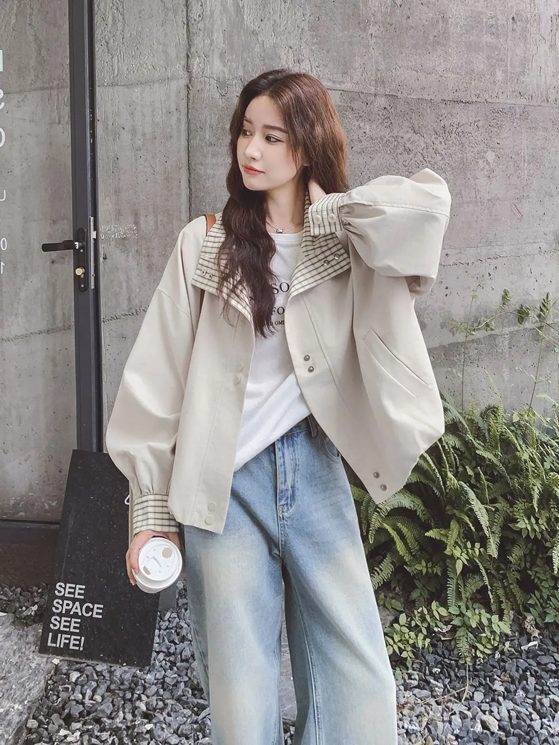 

Полосатая короткая куртка с цветными блоками для женщин весной и осенью, новинка 2024, повседневная свободная повседневная куртка, топ