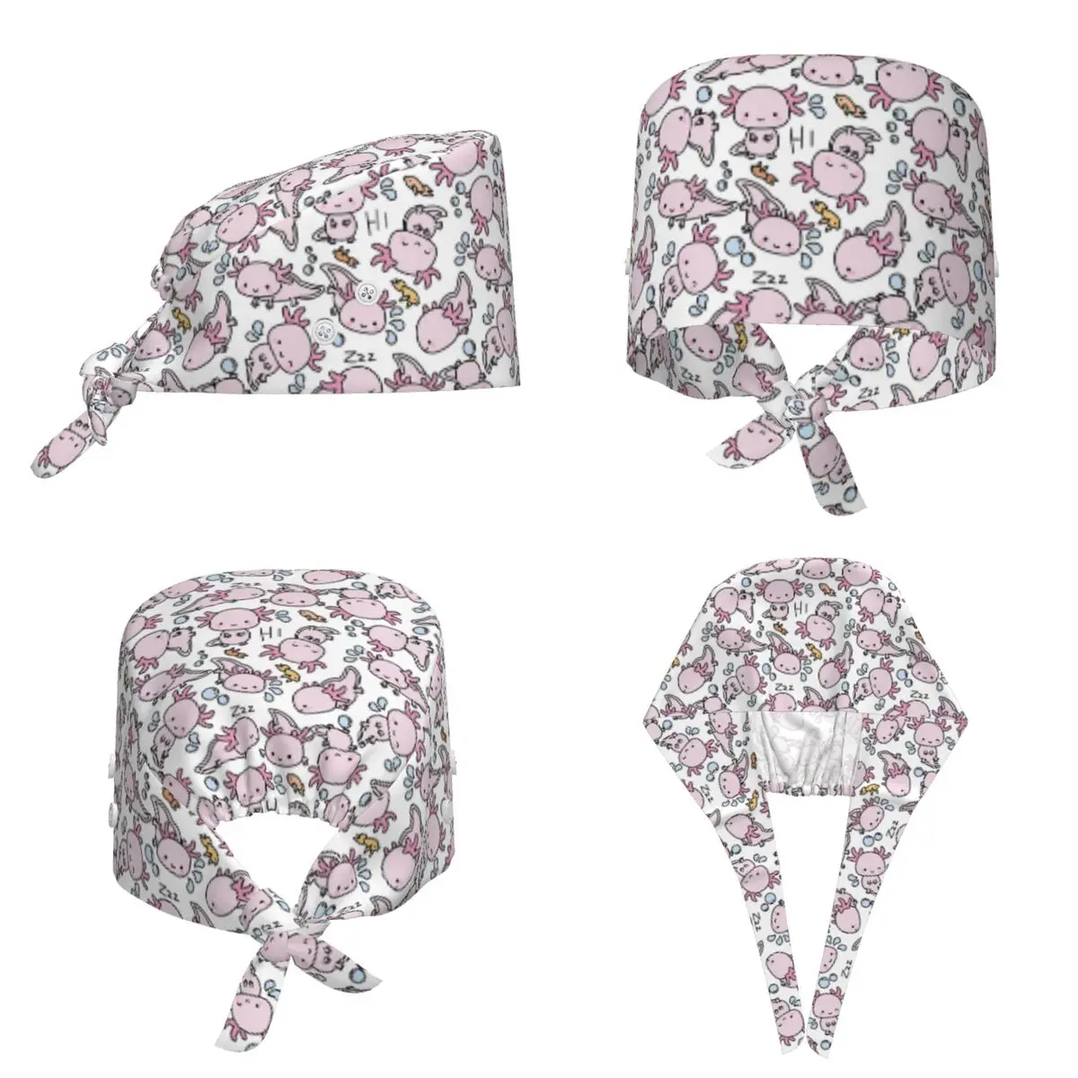 Swimmy Axolotls Scrub Hat Doctor Working Surgical Cap Men Women Adjustable Nursing Caps for Dentist