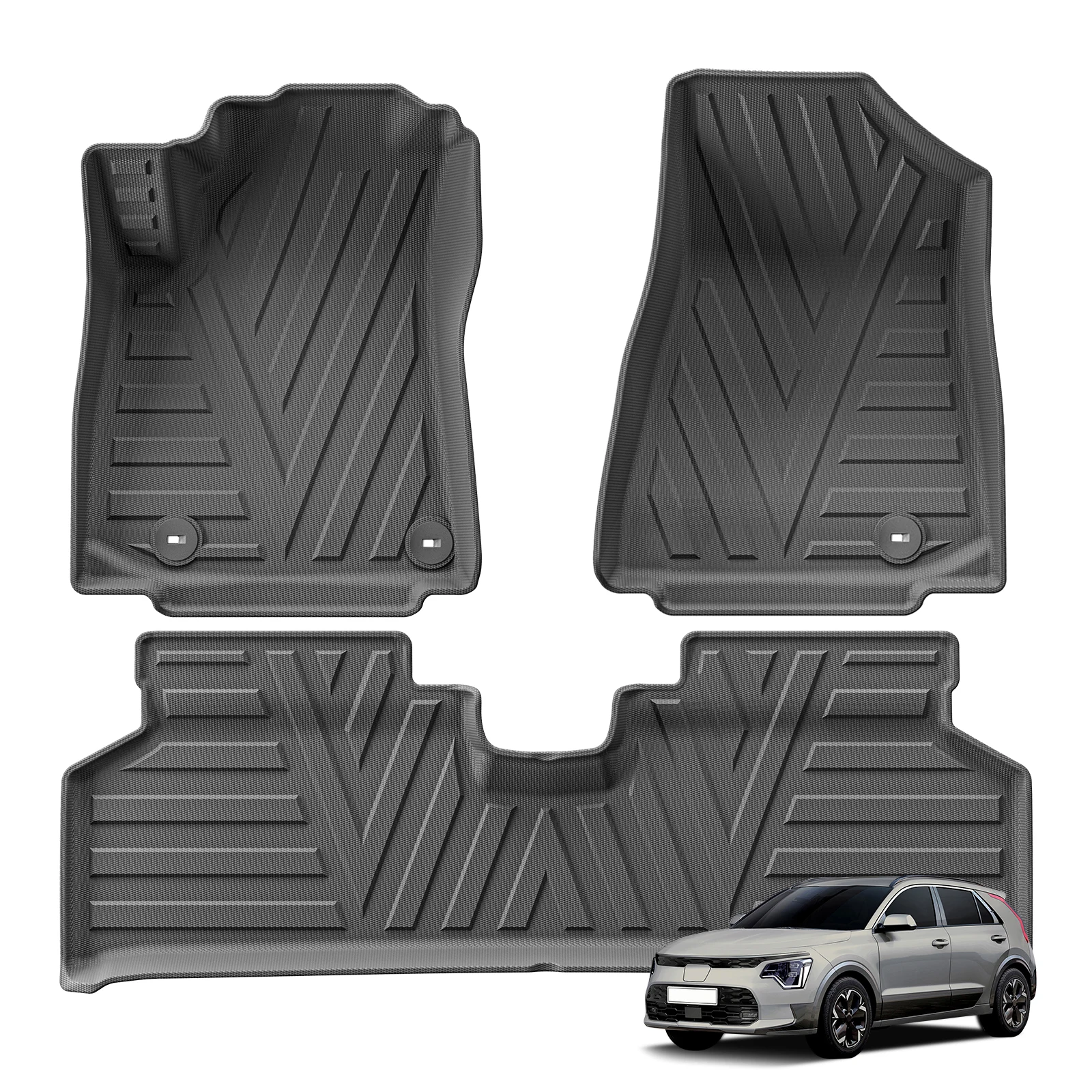 for Kia NIRO EV 2023 2024 2025 (Not for Hybrid & PHEV) Car Floor Mats TPE 3D Waterproof Foot Mat Left Rudder Accessories Black