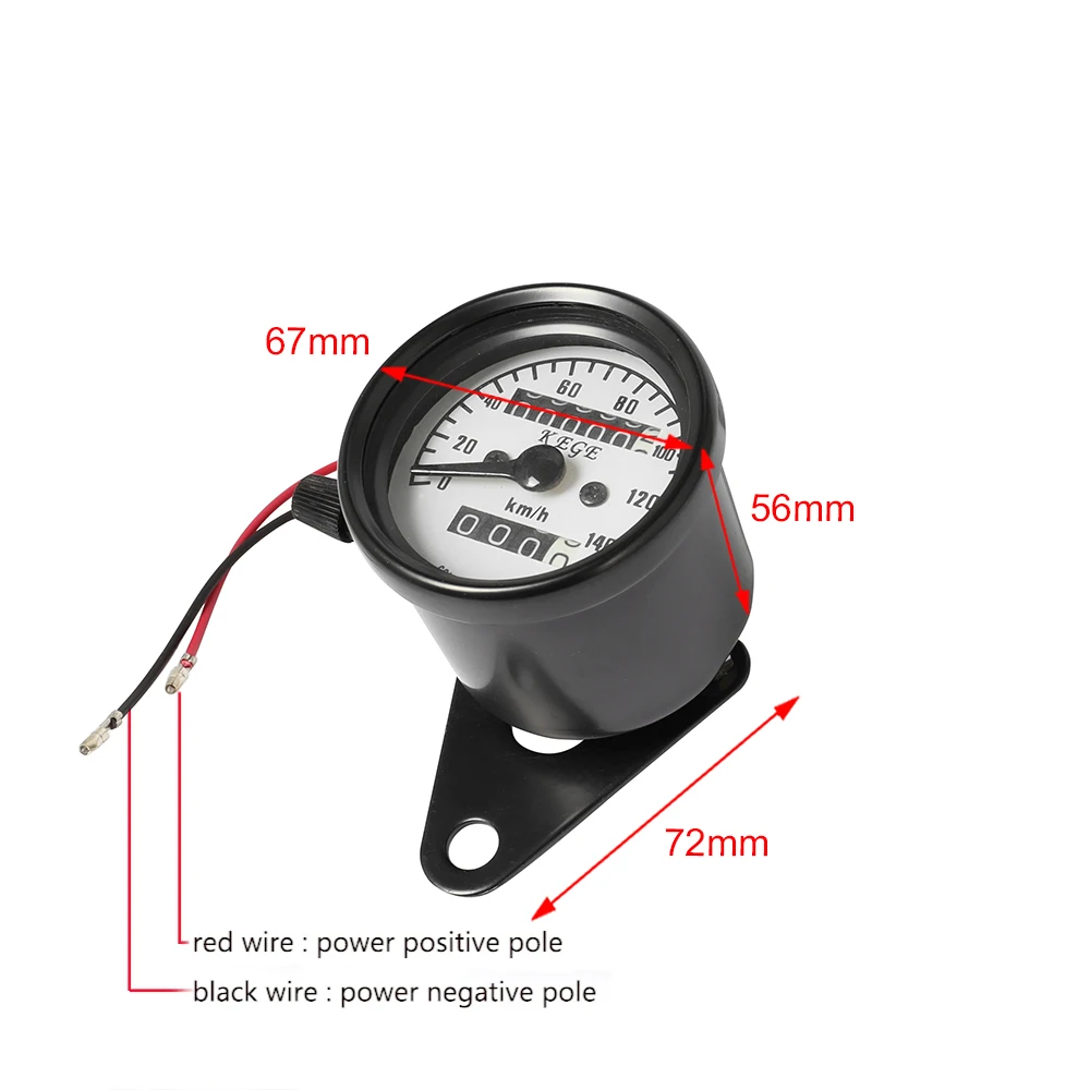 Universal Motorcycle DC 12V Odometer Speedometer Tachometer Motorbike Refit Vintage Instrument Scooter Motor Retro Black Meter