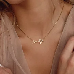 Collar con nombre personalizado de acero inoxidable para hombre y mujer, joyería personalizada hecha a mano, caja de colgante con placa con nombre, cadenas, Gargantilla, regalos de navidad