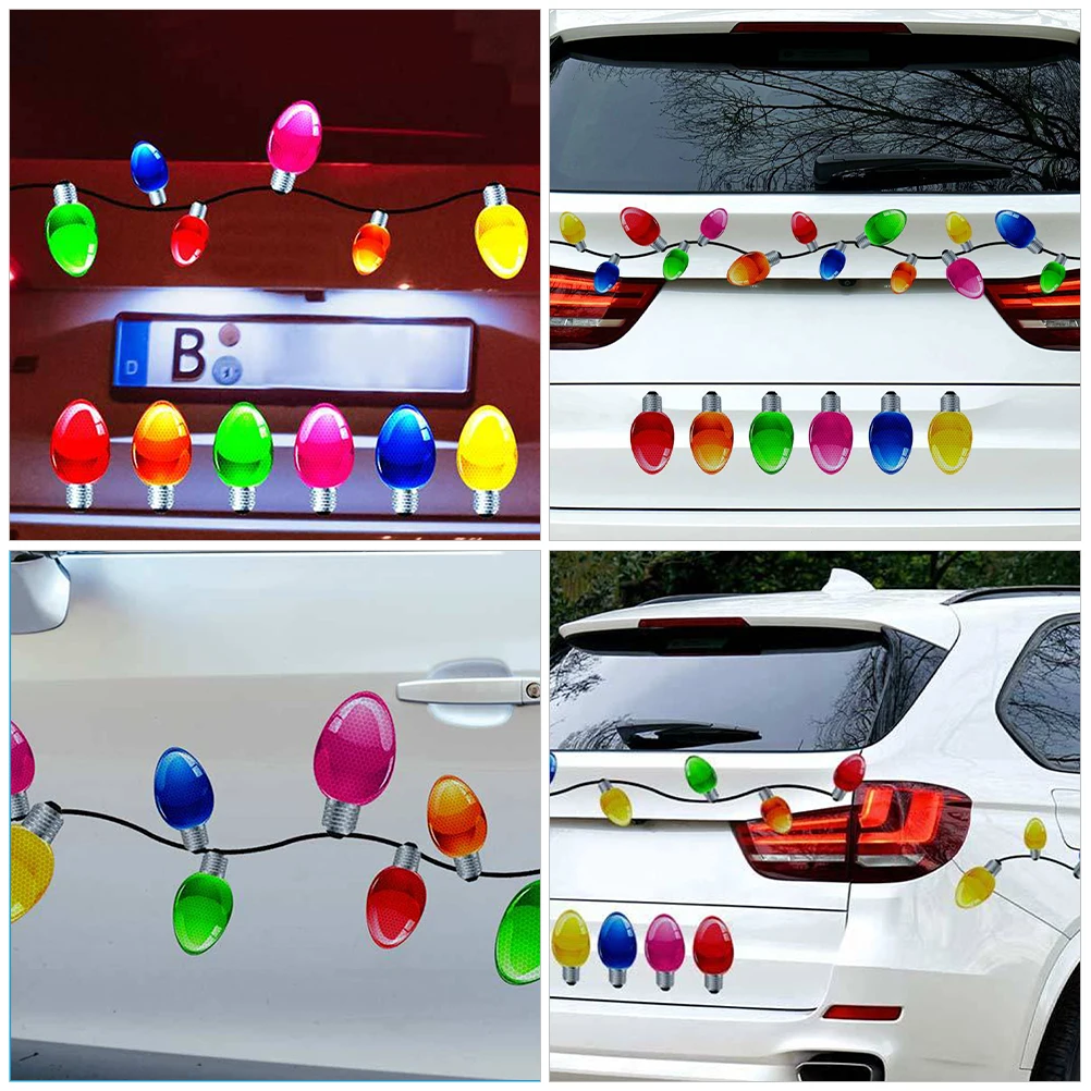 

1 set 1 Set Christmas Reflective Bulb Wire Magnet Stickers Creative Decoration For Garage Mailbox Refrigerator Metal Surfaces