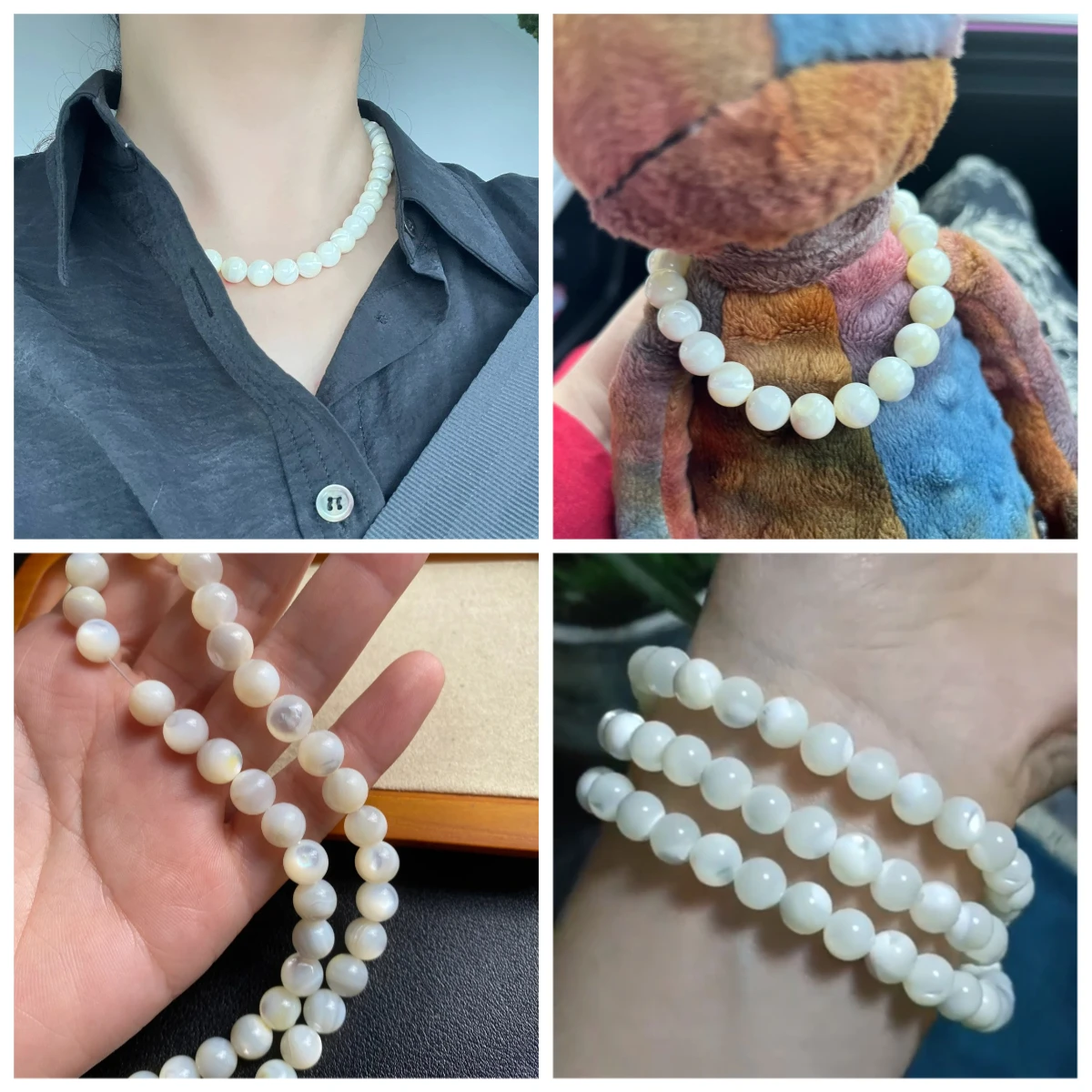 Natural Shell Beads Round Shape Mother of Pearl Punch Loose Isolation Beads for Jewelry Making DIY Bracelet Necklace Accessories