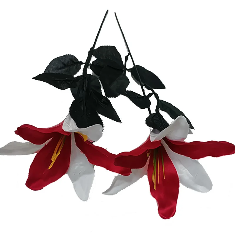 Halloween Decoration Black Red Lily Fake Flower Simulated  White Flowers Gothic Home Decors Mexican Day Of The Dead Ornament