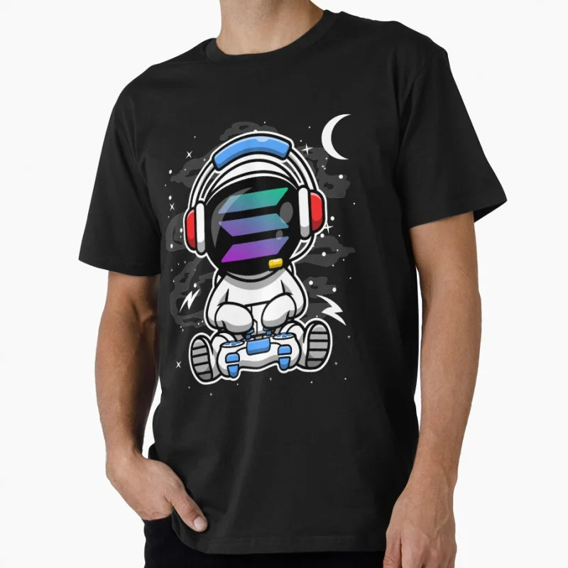 

Astronaut Gamer Solana SOL Coin To The Moon Crypto Token Cryptocurrency Blockchain Wallet HODL Gift T shirt Large size Tops