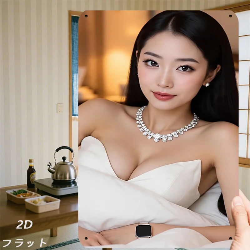 2026 Retro Elegant Woman Diamond Necklace Metal Sign Retro Iron Wall Art Decor for Living Room Modern