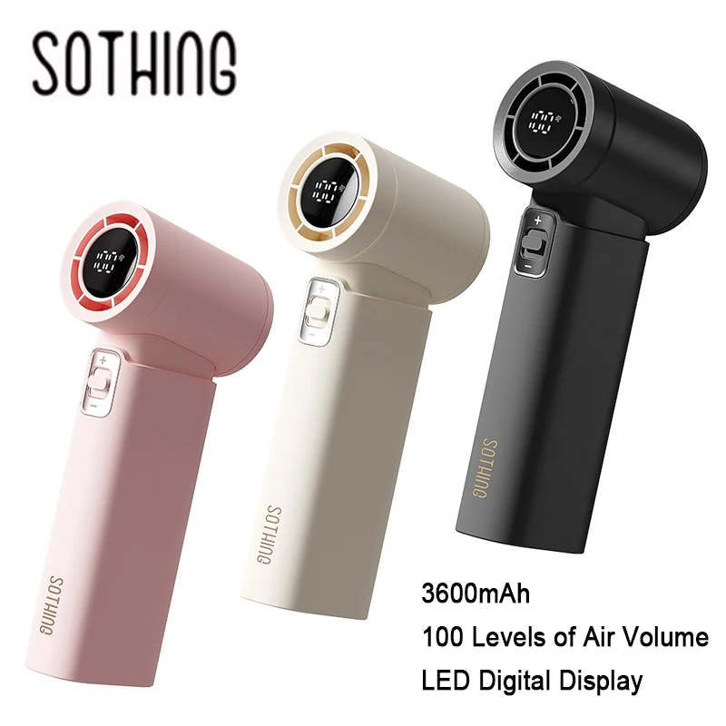 

SOTHING SLIM Fan Portable Handheld 100 Gears 3600mAh LED Digital Display USB High-speed Engine Mute Fan Summer Outdoor Camp