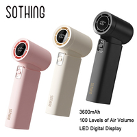 SOTHING SLIM Fan Portable Handheld 100 Gears 3600mAh LED Digital Display USB High-speed Engine Mute Fan Summer Outdoor Camp