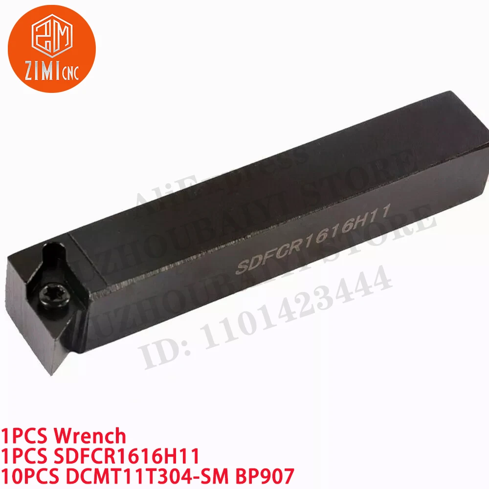 1PCS SDFCR1616H11 Externe draaigereedschaphouder +10 stuks DCMT11T304-SM Carbide-inzetstukken CNC-gereedschap metaaldraaibank mechanisch snijgereedschap