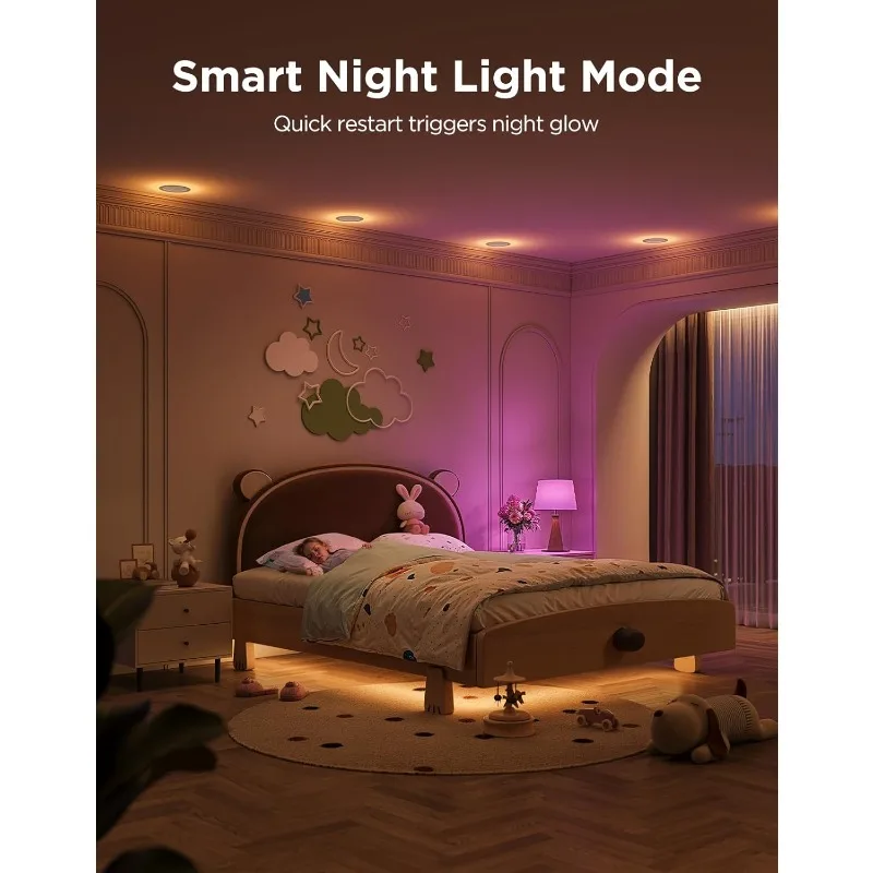 إضاءة ذكية مجوفة مقاس 6 بوصات، إضاءة RGBIC LED مع Alexa، Google Assistant، قابلة للتعتيم 1100LM #5