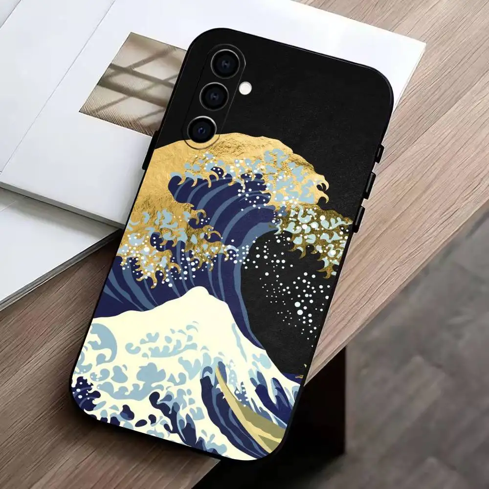 U-kiyo-e Ocean Waves art   Phone Case Black Silicone Soft For Samsung Galaxy A73,A72,A71,A70,A53,A52,A51