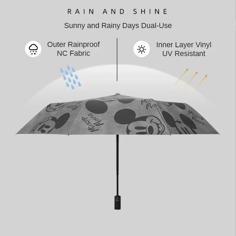 Disney Mickey Mouse Umbrella Automatic Double Layer Umbrella Folding Windproof UV resistance Sunshade & Rain Umbrella Car Travel