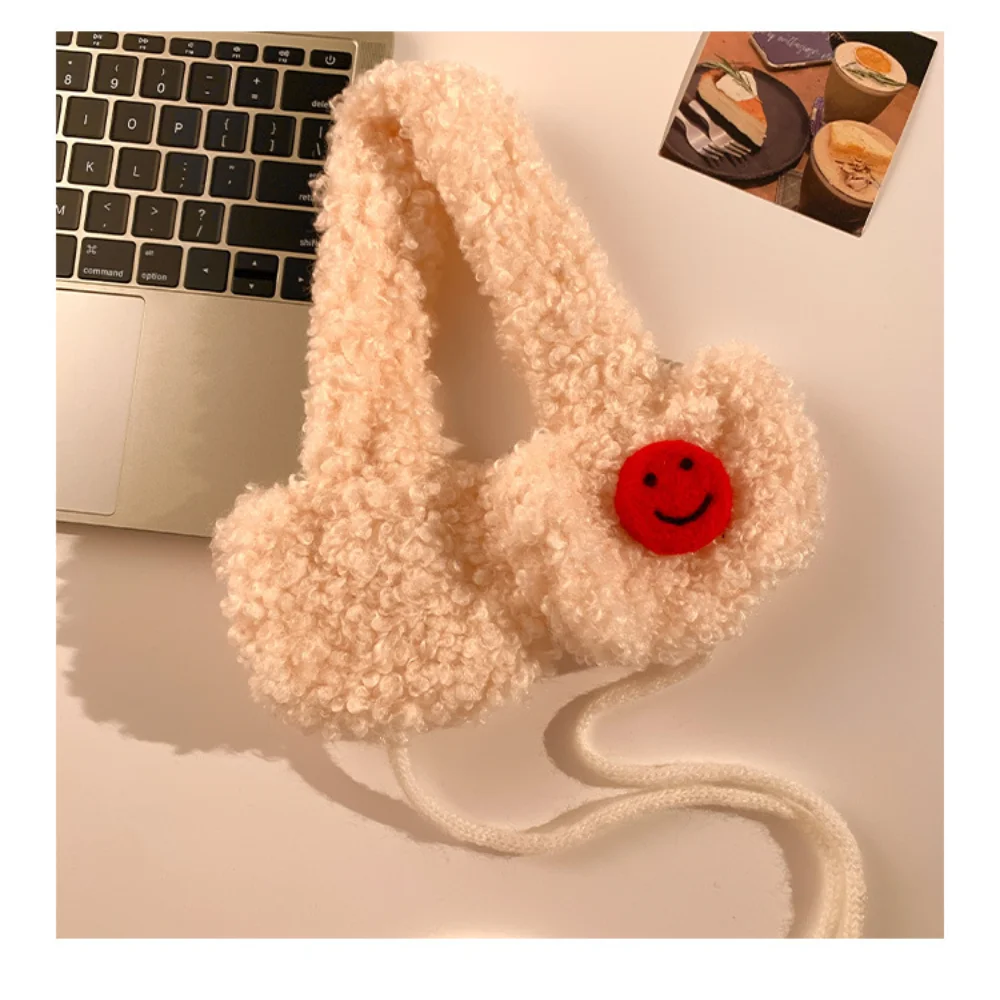 Cuffie protettive calde Scaldaorecchie da ciclismo in peluche Simpatiche coperture per le orecchie invernali Set di paraorecchie in peluche rosso per attività all'aperto Ciclismo