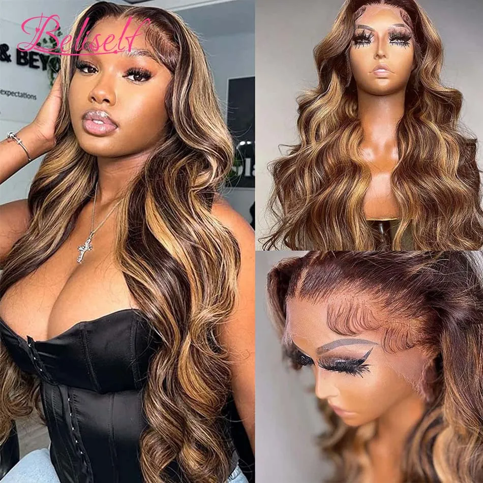 13x6 HD Lace Wig Human Hair 4/27 Highlight Wig Body Wave Human Hair 13x4/13x6 Lace Frontal Wigs Pre Plucked 5x5 HD Closure Wig