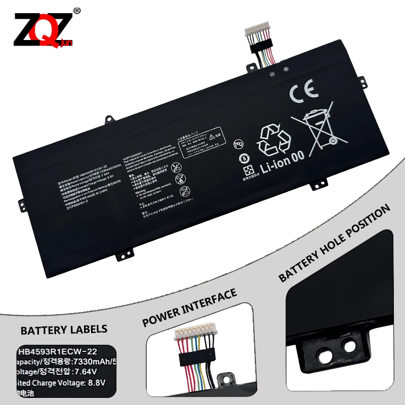 HB4593R1ECW-22 Laptop Battery For Huawei MateBook 14 2020 2021 Series KLVL-WFH9 KLVD-WFH9 MACHD-WFE9 7330mAh/56WH