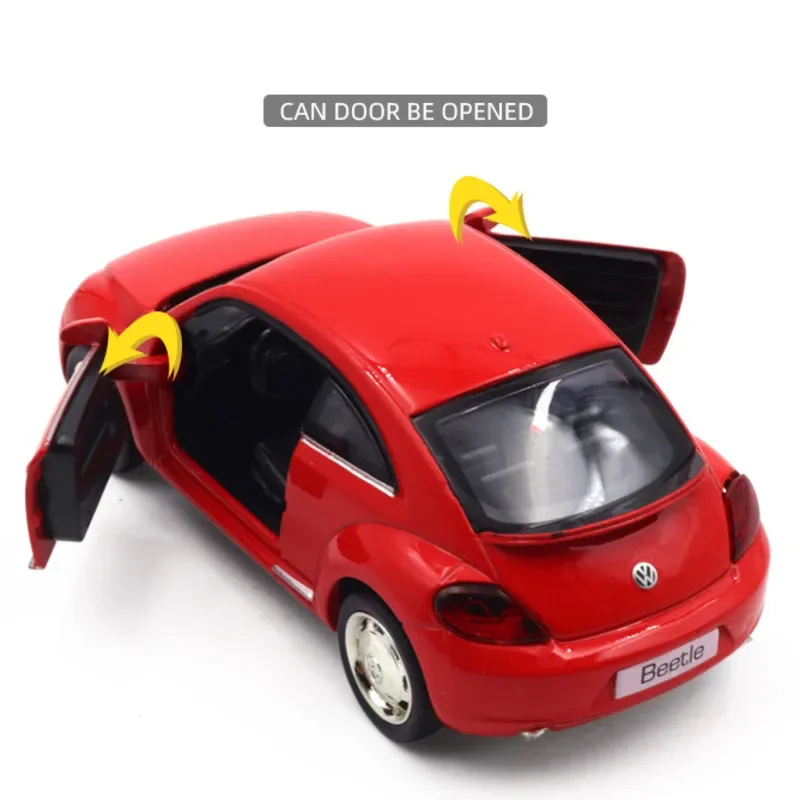 Makeda 1:36 Scale Volkswagen New Beetle Black Alloy Model Car Toy Diecast Metal Miniature Vehicle Toy Collectible for Kid Gift