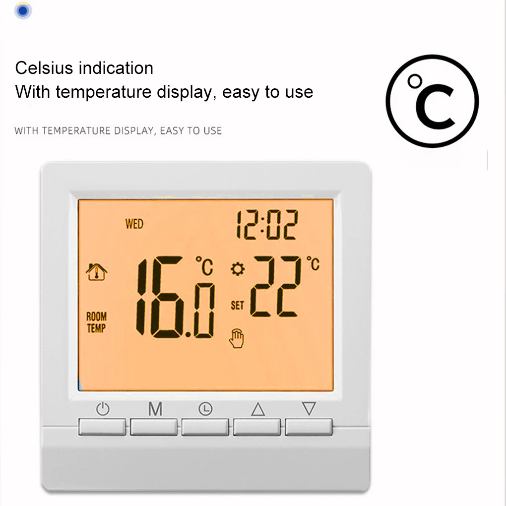 Smart Thermostat Programmable Gas Boiler Heating Temperature Regulator Hand Controller AA Battery Thermostat with Kid Lock