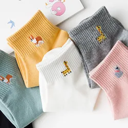 Cute Dog Women Ankle Socks Funny Cotton Summer Harajuku Puppy Corgi Cartoon Japanese Streetwear Gift for Girl Kawaii Blue Yellow