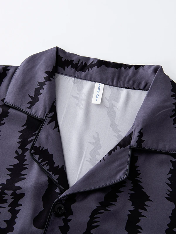 DAIMELU couple pajamas women's ice silk large size long sleeve spring and autumn thin loose sleepwear set men's loungewear suit