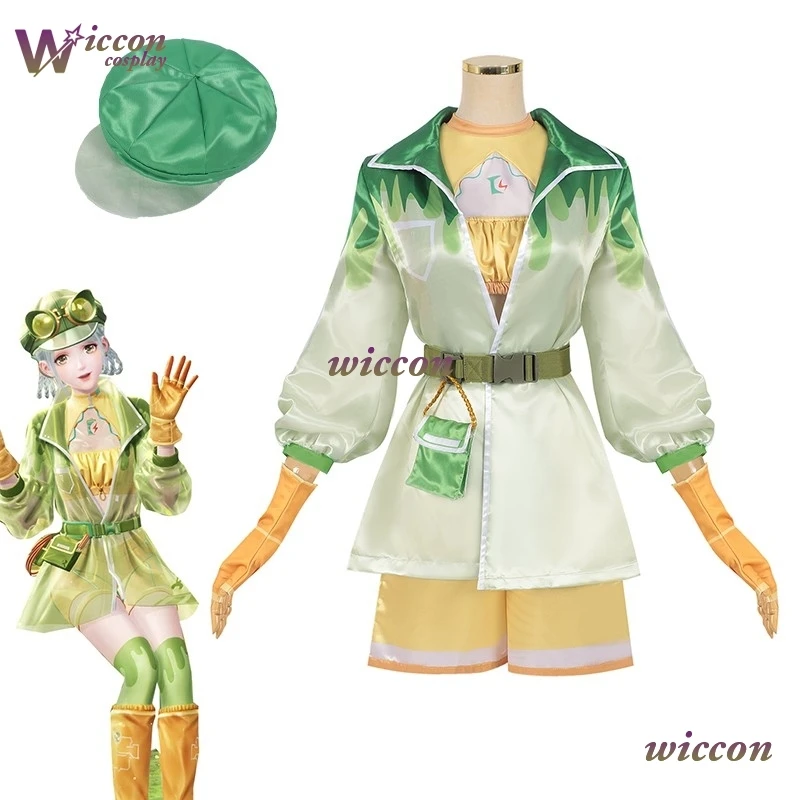 إنفينيتي نيكي تأثيري حلي شعر مستعار كرنفال الزي الضفدع موضة الأخضر فستان بتصميم بدلة معطف السراويل هالوين النساء الفتيات الملابس #2