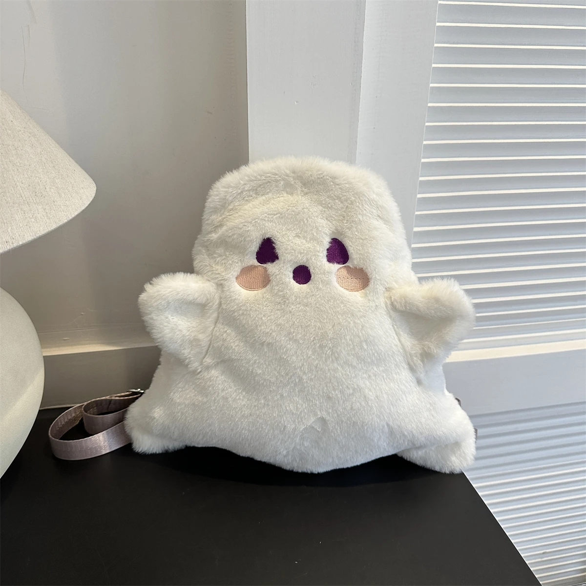 حقيبة ظهر يابانية من القطيفة مخصصة على شكل شبح الهالوين متعددة الوظائف بكتف واحد