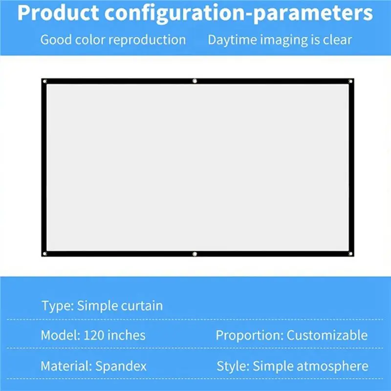 A003 Portable Projector Screen for Home Theater Outdoor HD White Foldable Anti-Crease (84Inch)