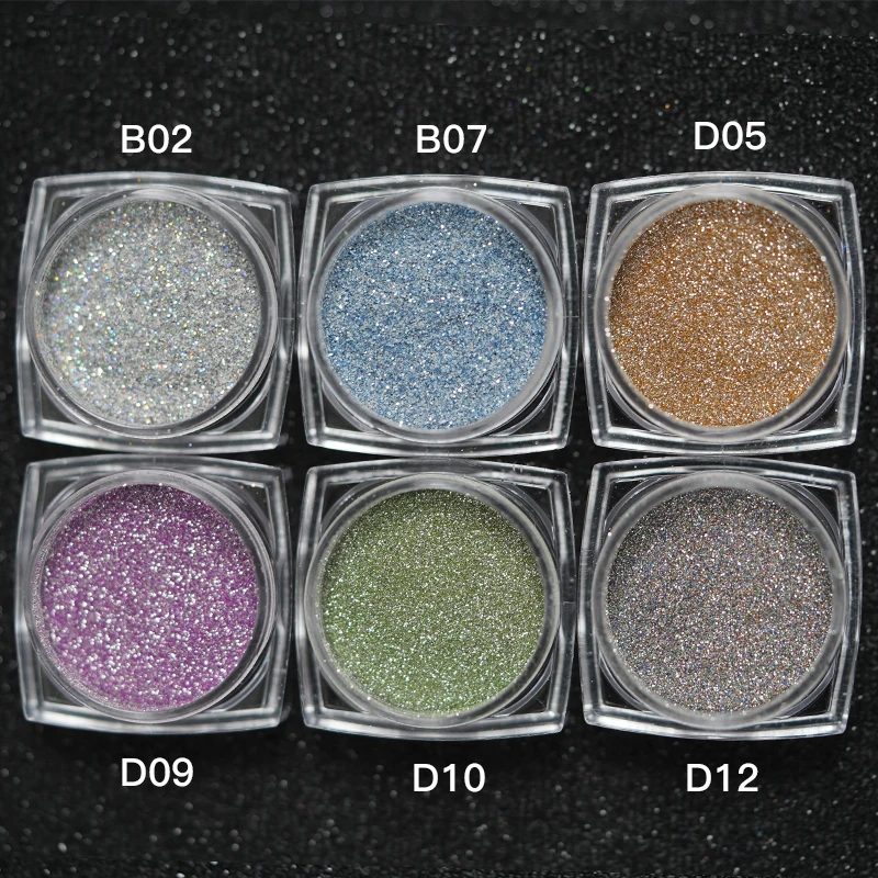 HNDO 6 Pcs/Box Classical Nail Glitter Set Powder Sparkle Shiny Pigment Dust for Nail Art Decoration Professional Manicure Kit